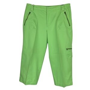 Lauren Ralph Lauren Crop Capri Pants Lime Green Cotton Stretch Women's 12 READ
